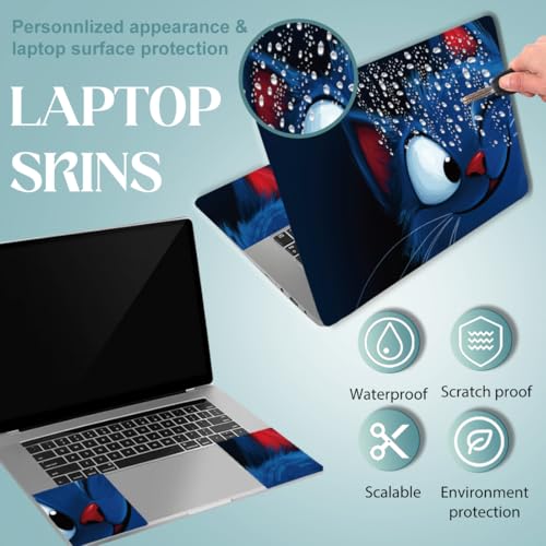 SUPERDANT Laptop Skin Sticker Cartoon Cat Laptop Decals Personalized Universal Notebook Computer Wrap Vinyl Skin Stickers Cover Art Decal Removable 12-15.6 Inch Waterproof Gifts Dark Blue - color: Dark Blue