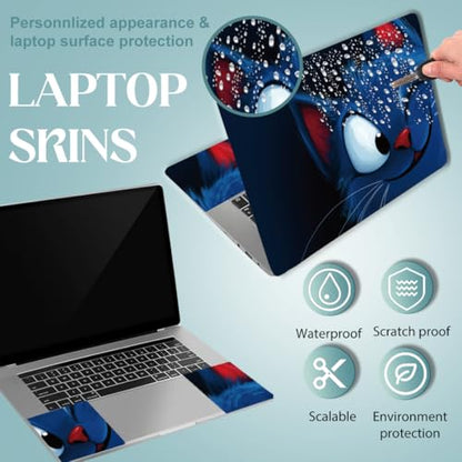 SUPERDANT Laptop Skin Sticker Cartoon Cat Laptop Decals Personalized Universal Notebook Computer Wrap Vinyl Skin Stickers Cover Art Decal Removable 12-15.6 Inch Waterproof Gifts Dark Blue - color: Dark Blue