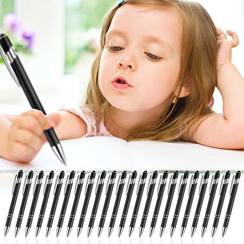 Zonon 38 Pieces Rubberized Ballpoint Pen with Stylus Tip Stylish Metal Pen Capacitive Styli with Soft Rubberized Grip, Black Ink for Most Devices(Black) - color: Black