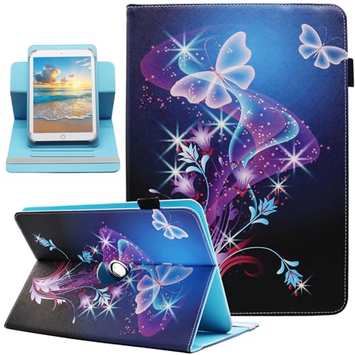 Universal 10 10.1 Inch Android Tablet Case, Dluggs 360 Degree Rotating Multi-Angle Viewing Stand Universal Case Cover for 10 10.1 and All 9.5-10.5 Inch Tablet, Shiny Butterfly | Universal - color: 02 Shiny Butterfly