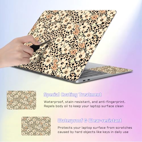 Universal Laptop Skin Sticker Decal, Compatible with MacBook HP Dell Lenovo 12"-15.6", Reusable Vinyl Notebook Cover 3PCS Set, High-Recognition Film-Leopard Print Florals - color: Leopard Print Florals