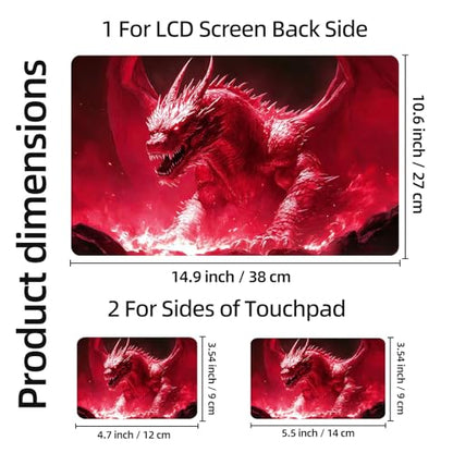 Aesthetic Laptop Skin Sticker, Red Dragon in Fiery Lava Waterproof Vinyl Laptop Decal, Removable Bubble Free, Reusable Protective Cover for 13 14 15 15.6 Inch - color: Red Dragon in Fiery Lava