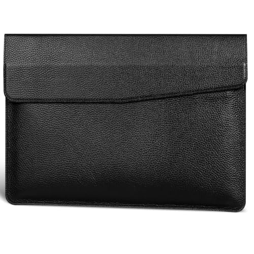 Genuine Leather Laptop Sleeve for MacBook Neo,MacBook Air/Pro 13" | Full-Grain Genuine Leather Laptop Cover with Magnetic Buckle Closure,Computer Protective Bag,Lychee Grain Black - color: Lychee Grain Black, size: for MacBook Pro/Air 13"