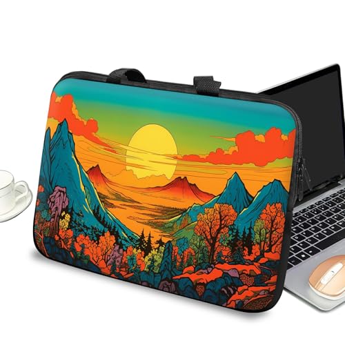 Universal Laptop Case Sleeve 10 inch with Handle and Zipper, Kids Tablet Carrying Case Messenger Bag Portable Tote Bag for 7-10 inch iPad/Notebook/eBook/Readers, Colorful Clouds Mountains - color: Colorful Clouds Mountains, size: 10 inch