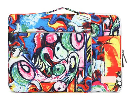 360° Protective Laptop Sleeve Case Bag with 3 Pockets,Handle,Luggage Strap for MacBook Pro 14 inch and 14 inch-14.4 inch Screen Laptop (Graffiti) - color: Graffiti, size: 14 inch-14.4 inch