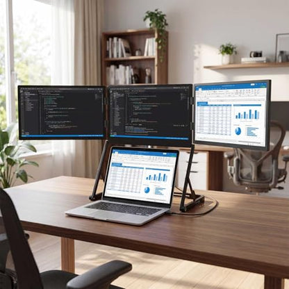 15.6'' Laptop Screen Extender Portable Triple Monitor | 1920x1080 IPS 3-Screen Foldable Display, Quad Screen View Workstation for 13.6"-17" Laptops,USB-C & Mini H/D Interface - size: 15.6 Inch