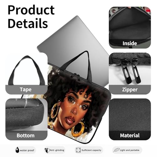 14" 15" Laptop Handle Bag Computer Bag,14.2" 15.4 inch Pouch Holder Notebook Sleeve Cover Compatible for Dell,Lenovo,Toshiba HP, Asus Notebook Messenger Briefcase-Girl with short hair - color: Girl With Short Hair