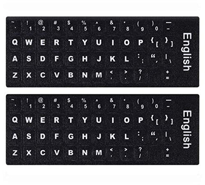 2PCS English Keyboard Letters Replacement Stickers, Large Print Bold White Font on Black Background US Keyboard Letter Stickers for Laptop Desktop Computer Keyboard Alphabet Stickers - color: English Large Print