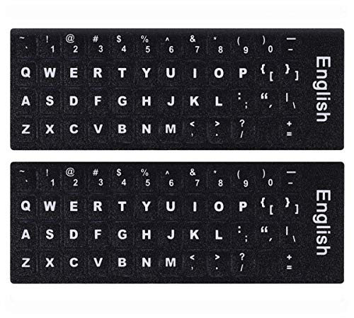 2PCS English Keyboard Letters Replacement Stickers, Large Print Bold White Font on Black Background US Keyboard Letter Stickers for Laptop Desktop Computer Keyboard Alphabet Stickers - color: English Large Print