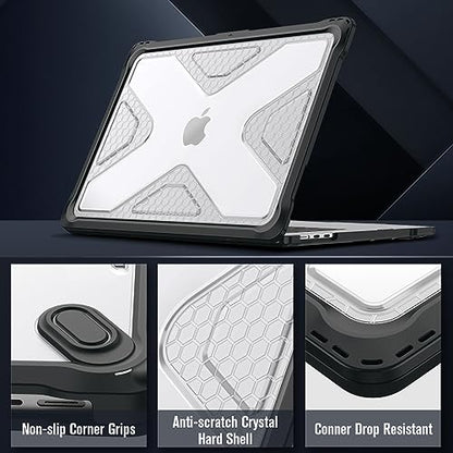Fintie Rugged Case for MacBook Air 15 Inch, Clear | A3448 A3241 A3114 A2941, 2023 2024 2025 2026, M2 M3 M4 M5, TPU Bumper, Heavy Duty Hard Shell Cover - color: Clear