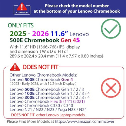 mCover Hard Shell Case Only Compatible for 2025 or Later 11.6" Lenovo 500e Chromebook Gen 4s 2-in-1 Laptop (NOT Fitting Any Other Lenovo Models)- Clear - color: Clear
