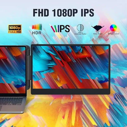 APILDELLA 14'' 1080P Portable Dual Monitor Extender for Laptops - USB C and HDMI, Plug-Play for Dual Display on Mac and Windows, Fits 13''-17.3'' Laptops - style: Dual