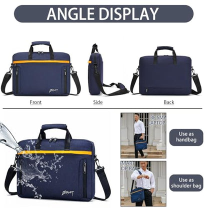 BESMART Waterproof RFID Laptop Bag fits 15.6 Inch Computer, Shoulder Business Briefcase Bag Crossbody Messenger Bags for Men - color: Navy