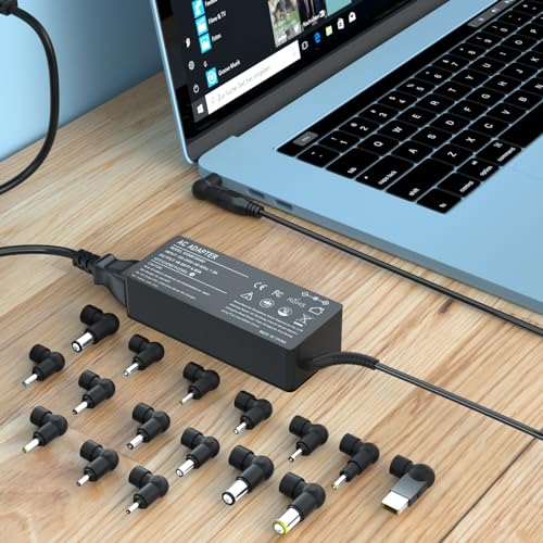 90W Universal Laptop Charger for HP Dell Acer Asus Lenovo Power Cord | 16 precision tips fit 99% of laptops. Seamlessly matches HP blue tip, Lenovo yellow square, Dell, Asus & Acer.