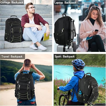 VECKUSON 18.4 Laptop Backpack for Men, 55L Extra Large Gaming Laptops Backpack,TSA Friendly Flight Approved and RFID Anti-Theft Pocket - color: Green