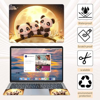 15.6 Inch Laptop Skin Sticker, Reusable Vinyl Cover Protector with 2 Wrist Pad Skins, Removable Waterproof Scratch-Resistant for 12-15.6 Inch Laptop Notebook,Moon Panda - color: Moon Panda