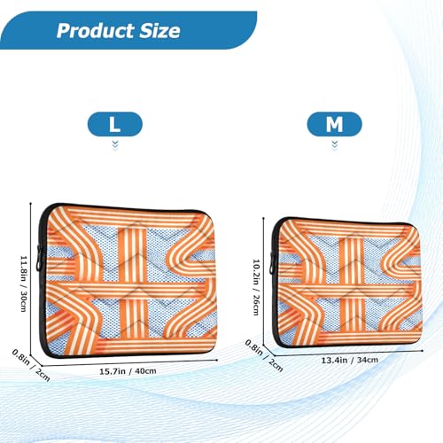 Popart Lines Blue 15-16 Inch Quilted Laptop Sleeve Case Soft Notebook Protector Bag Computer Carrying Case - color: PopArt Lines Blue, size: Large