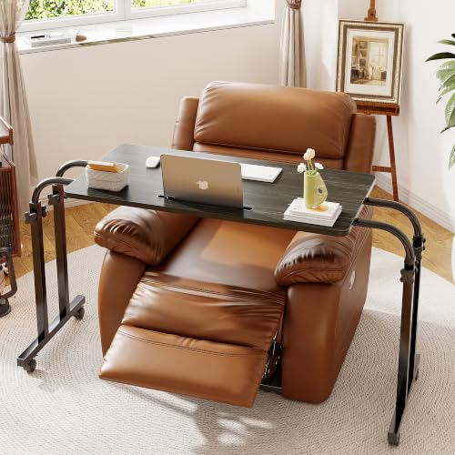 TigerDad Mobile OverBed Recliner Table - Adjustable Height & Length, Stable Laptop Tray Chair Table with Wheels for Kids & Adults