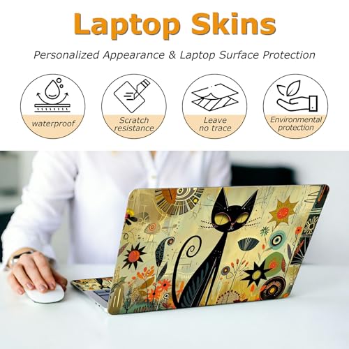 Universal Laptop Skin Sticker with 2 Wrist Pad Decals, 3-Piece Removable Vinyl Laptop Cover, Graffiti Cat Waterproof Anti-Scratch, Easy-Trim Fit for 13.3" 14" 15.6" Laptops - color: Graffiti Cat