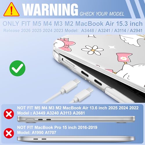 May Chen for MacBook Air 15 inch Case M5 M4 M3 M2 2026 2024-2023, Model A3448 A3241 A3114 A2941, Closes Seamlessly Hard Shell Laptop Cover with Keyboard Cover, Cute Goose Spring - color: Cute Goose Spring