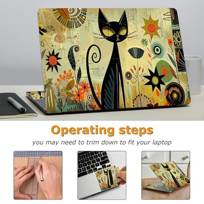 Universal Laptop Skin Sticker with 2 Wrist Pad Decals, 3-Piece Removable Vinyl Laptop Cover, Graffiti Cat Waterproof Anti-Scratch, Easy-Trim Fit for 13.3" 14" 15.6" Laptops - color: Graffiti Cat