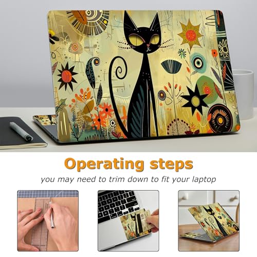 Universal Laptop Skin Sticker with 2 Wrist Pad Decals, 3-Piece Removable Vinyl Laptop Cover, Graffiti Cat Waterproof Anti-Scratch, Easy-Trim Fit for 13.3" 14" 15.6" Laptops - color: Graffiti Cat