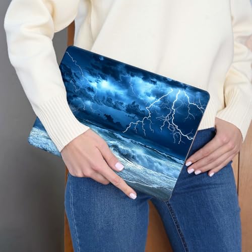 Laptop Skin Sticker 3-Piece Set,Blue Sky with Lightning | Trim-to-fit 3-piece vinyl set with one 15 x 10.6 in lid skin and two palm-rest decals for many 12-15.6 in laptops - color: Blue Sky With Lightning