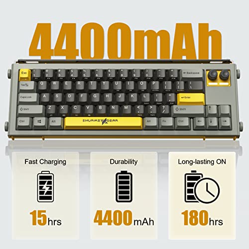 65% Mechanical Gaming Keyboard, Varmilo EC V2 Sakura Switches, BT5.0+USB-C, 4 Devices Connection, LED Backlit 4400mAh Battery, Anti-Ghosting 65 Keys Wireless Keyboard,Win/Mac