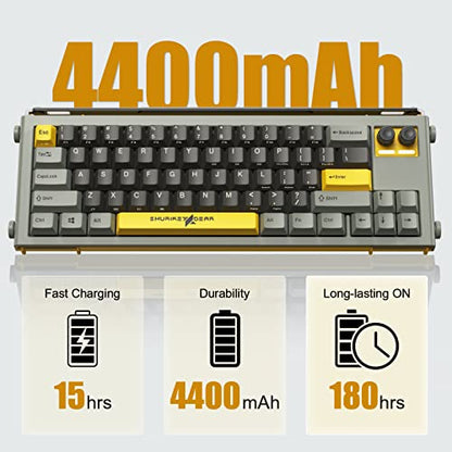 65% Mechanical Gaming Keyboard, Varmilo EC V2 Sakura Switches, BT5.0+USB-C, 4 Devices Connection, LED Backlit 4400mAh Battery, Anti-Ghosting 65 Keys Wireless Keyboard,Win/Mac