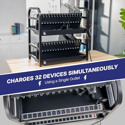 VIVO 32-Bay Laptop and Tablet Open Charging Station, Multi Device Charging Organizer, Chromebook Charging Station for Classroom, Devices up to 14 inches, Black, STAND-LAPC32 - size: 32-Bay