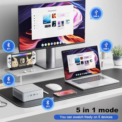 DC Wireless Mouse, 5 in 1 Bluetooth USB C Rechargeable Mouse for Laptops Disktops Tablets Compatible with Apple MacBook Pro/Air iPad iMac Sureface Chromebook Computer (White) - style: White