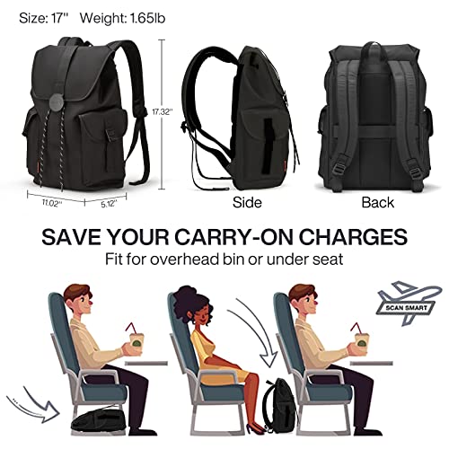 mixi Travel Laptop Backpack for Women & Men Carry On Backpack fits 16'' Laptop, Waterproof Lightweight Casual Hiking Weekender Bags Rucksack,17 Inch, Knight Black - color: Knight Black