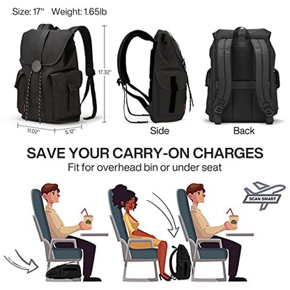 mixi Travel Laptop Backpack for Women & Men Carry On Backpack fits 16'' Laptop, Waterproof Lightweight Casual Hiking Weekender Bags Rucksack,17 Inch, Knight Black - color: Knight Black