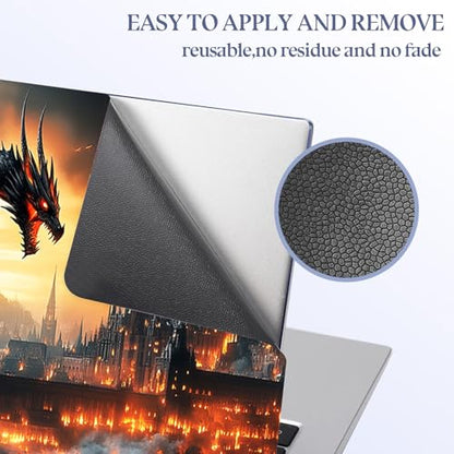 Universal Laptop Skin Sticker Decal,15.6 Inch Laptop Vinyl Cover for 13" 14" 15.6" Laptop,Scratch-Resistant Waterproof Protector Wrap,Reusable with Wrist Pads,Dragon Fiery - color: Dragon Fiery