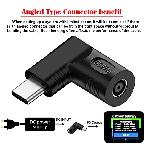 DC Jack 4.5x3.0mm Input to USB-C Type-C Angled 90 Degree Power Plug Charge Adapter for Laptop Phone - style: 4.5x3.0mm