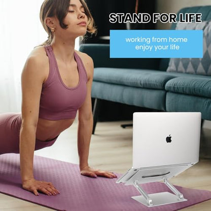 Laptop Stand for Desk, Ergonomic Aluminum Laptop Stand Adjustable Height, Foldable Laptop Riser for 10-17 Inchs Laptop(Black) - color: Black