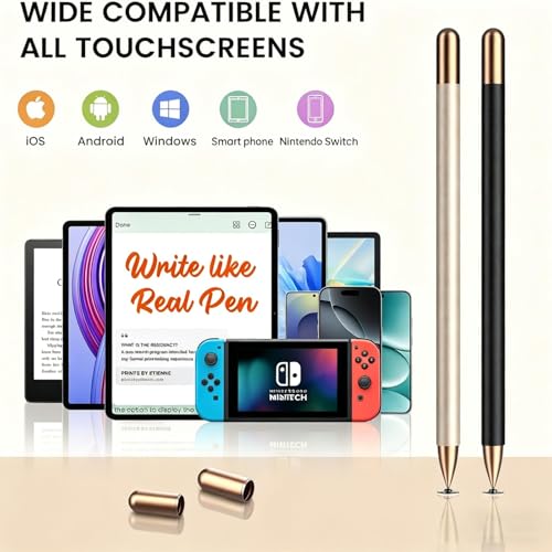Stylus(2Pcs), Stylus Pens for Touch Screens, Universal Stylus High Precision Sensitivity, Stylus Pen for Android, ipad, iPhone, Galaxy Microsoft, Chromebook Tablet, Compatible with All Touch Screens - color: Black/Black