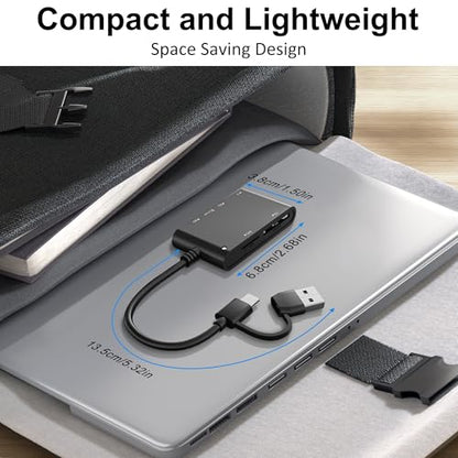 7 in 2 SIM Card Adapter, USB-C/USB-A Military CAC Smart Card Reader, SD/TF/SIM/PIV/M2/IC/ID/MS Pro Duo Memory Card Reader for iPhone 17 16 15/iPad/Windows/Mac/Linux
