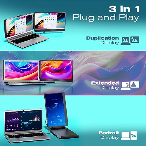 Teamgee 14” Laptop Screen Extender, S1 Dual FHD IPS Portable Monitor for 13–17” Laptops, USB-C/HDMI Plug & Play, Compatible with Windows, macOS & Android, Perfect for Hybrid Work & Travel - size: 14inch Dual