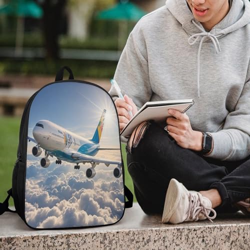 17-Inch Laptop Backpack Water-Resistant Airplane Daypack with Shoulder Strap Lightweight Casual Rucksack for Travel Commuter Hiking Outdoor Activities 20l Black