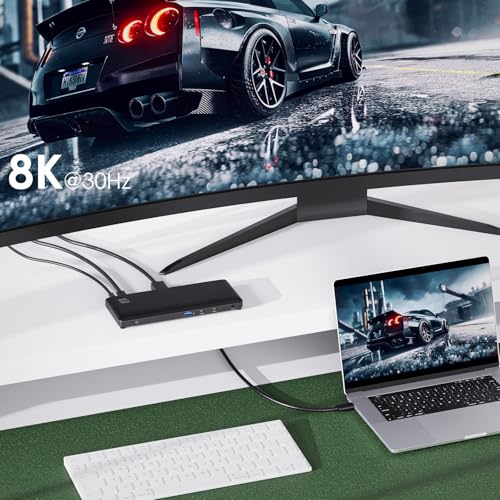 Laptop Docking Station, 12-in-1 USB-C Docking Station, Triple Display with 2xHDMI and 1xDP, 10 Gbps USB-C and 5 Gbps USB-A Data, Ethernet, Audio, 100W Charging for Dell, HP, Lenovo and More - size: 1×DP + 2×HDMI