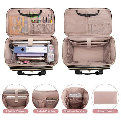 Rolling Teacher Bag with Wheels, Teacher Tote Bag Fits 15.6" Laptop - color: Black
