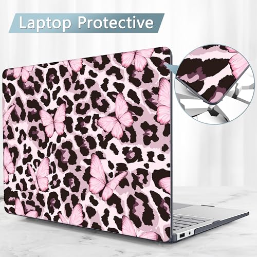 Mektron Printed Case for 2025 Microsoft Surface Laptop Windows 11 Copilot+ PC Surface Laptop 13 inch Touchscreen Display Cover Fits Model 2095, Leopard Pink Butterfly - color: Leopard Pink Butterfly