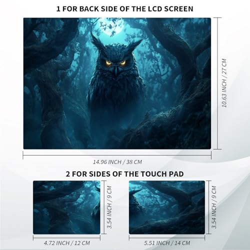 Universal Laptop Skin, DIY Cut-to-Fit Vinyl Cover Compatible with HP, Dell, Lenovo, Mac (13.3" to 15.6"), Anti-Scratch, No Residue & Bubble-Free Protective Decal Sticker, Dark Owl Glowing Eyes - color: Dark Owl Glowing Eyes