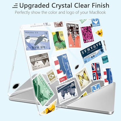 for MacBook Pro 14 inch Case 2025 M5 2024 M4 2023 Release– Fashionable Lightweight Floral Design Transparent HD Clear Laptop Shell, with TPU Keyboard Cover & OTG Adapters, Stamp - color: Stamp