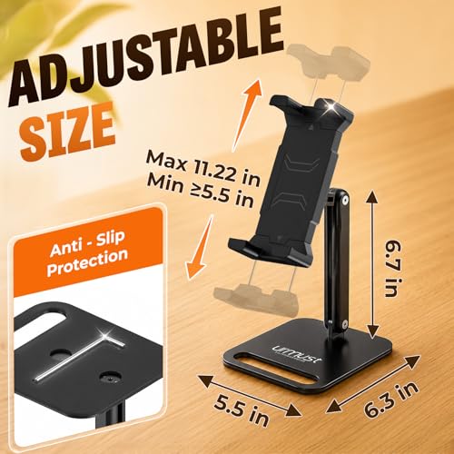 Urmust Portable Monitor Stand for 10-18.5 Inch Screens, Weighted Metal Base | Stable weighted base, foldable arm, adjustable viewing angle, ideal for laptop second screen, home office and travel - size: Single-arm