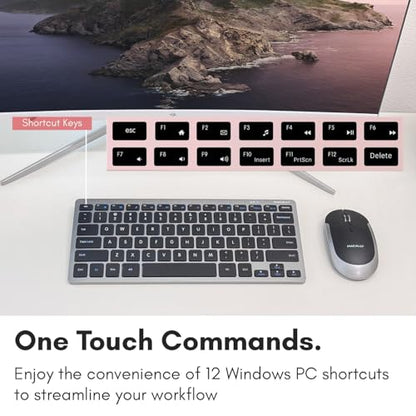 Macally Small Wireless Keyboard | Mini Keyboard for PC - Slim, Quiet & Portable for Laptop, Desktop PC, Surface, Chromebook - Space Gray - color: Space Gray