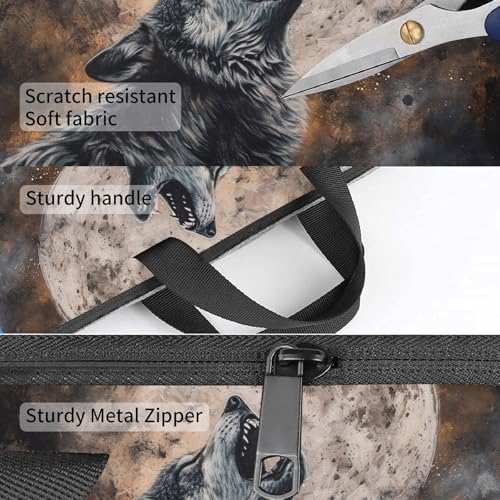 Laptop Bag,14 15 15.6 inch Laptop Case Sleeve,Computer Sleeve with Handle for Women Men,Carrying Case for MacBook,Dell,Lenovo,Notebook Computer,Retro Wolf Moon - color: Retro Wolf Moon
