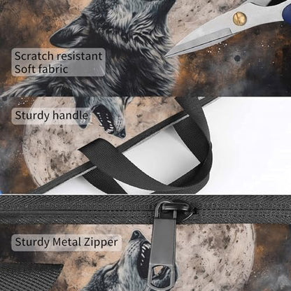 Laptop Bag,14 15 15.6 inch Laptop Case Sleeve,Computer Sleeve with Handle for Women Men,Carrying Case for MacBook,Dell,Lenovo,Notebook Computer,Retro Wolf Moon - color: Retro Wolf Moon