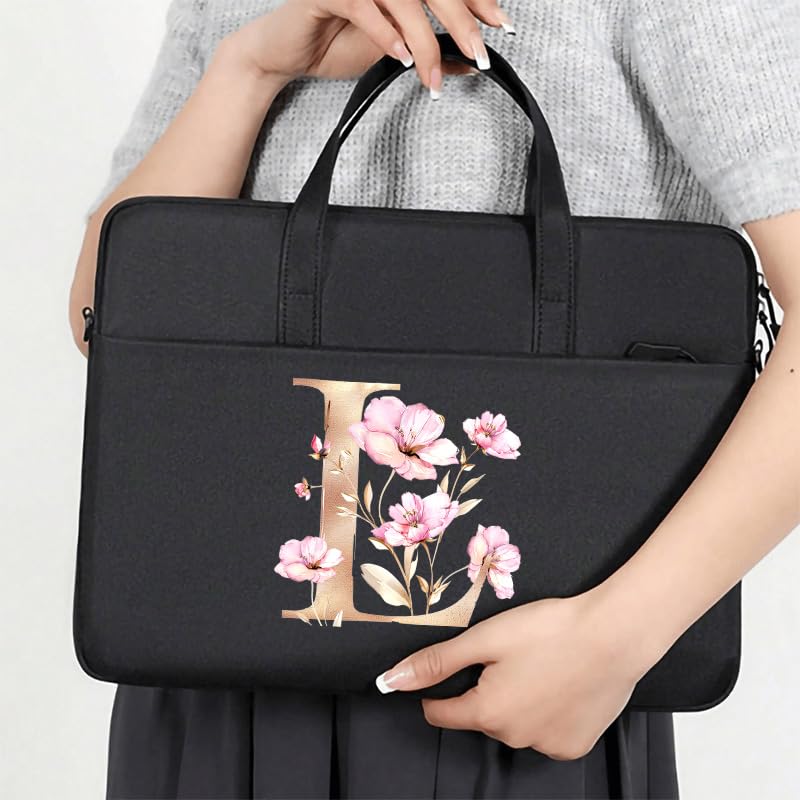 Computer Bag For Men & Women, With Initial Laptop Bag,14/15inches Messenger bag For Office、Business、Travel、School - color: Bk-l